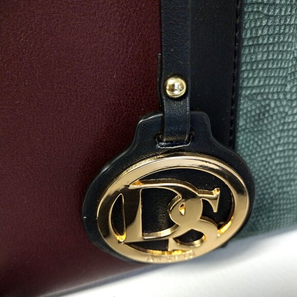 Dasein Satchel Handbag w/Shoulder Straps and Padlock (Brown/Green/Black) - Picture 7 of 10